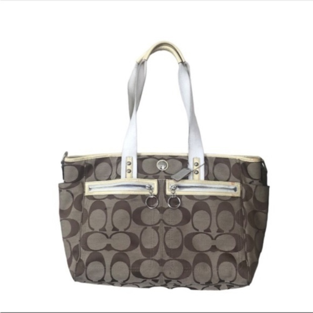 Coach Tan and Cream Signature Tote